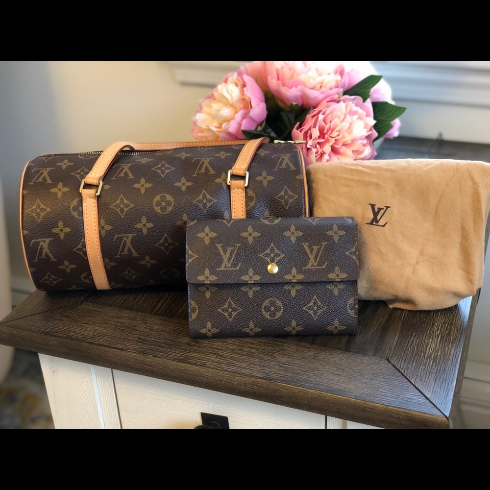 LV Papillion Handbag & Porte Tresor Trifold Wallet